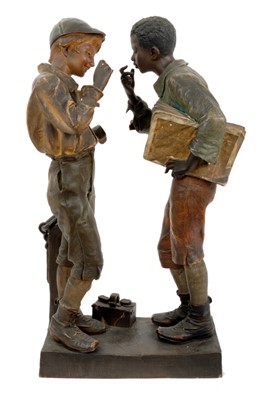 Lot 111 - Large late 19th Century Austrian, probably Goldschneider, terracotta figure group