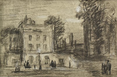 Lot 259 - George James Rowe (1807-1883), black and white chalk - A London House, in glazed frame, 11.5cm x 16.5cm, in glazed frame