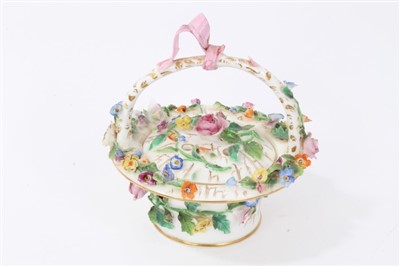 Lot 123 - 19th century Staffordshire porcelain pot-pourri basket and cover