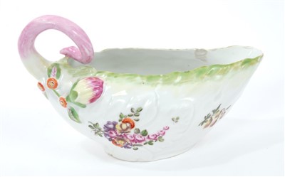 Lot 109 - 18th century Derby porcelain cabbage leaf sauce boat