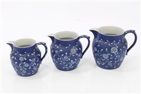Lot 19 - Set of three late Victorian Wedgwood blue...