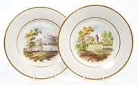 Lot 76 - Pair early 19th century pearlware plates,...