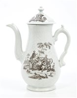 Lot 98 - 18th century Worcester feather-moulded coffee...