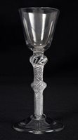 Lot 117 - Mid-18th century Georgian cordial glass with...