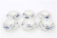 Lot 135 - Six 18th century Meissen blue and white tea...