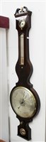 Lot 1177 - Regency rosewood banjo barometer with silvered...
