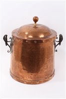 Lot 1278 - Arts & Crafts lidded beaten copper container,...