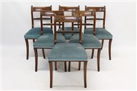 Lot 1282 - Set of six Regency mahogany and brass inlaid...