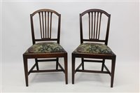 Lot 1316 - Pair of George III mahogany dining chairs each...