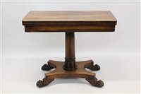 Lot 1317 - William IV rosewood card table with d-shaped...