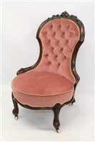 Lot 1343 - Victorian mahogany spoon back chair with...