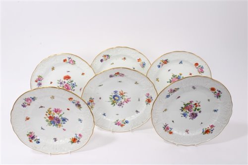 Lot 136 - Set of six 19th century Meissen porcelain...