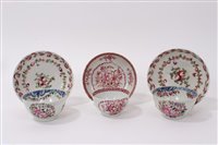 Lot 140 - Three 18th century Chinese export famille rose...