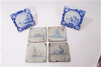 Lot 148 - Twelve 18th century Delft blue and white tiles...