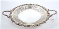 Lot 372 - Good quality silver fruit dish with cast vine...