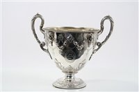 Lot 373 - Victorian silver two-handled vase with...