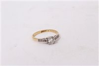 Lot 601 - 1930s diamond single stone ring with an old...