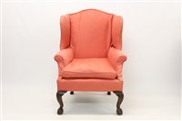 Lot 1304 - George I-style walnut wing armchair with...