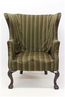 Lot 1307 - George III-style tub chair, barrel back raised...