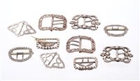Lot 611 - Two pairs of George III silver shoe buckles...