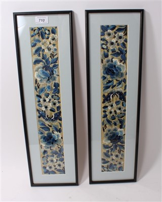 Lot 605 - Pair of late 19th / early 20th century Chinese embroidered sleeve panels