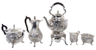 Lot 423 - Fine quality late Victorian Irish five piece tea set