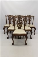 Lot 1272 - Set of six George III style mahogany dining...