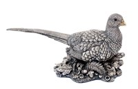 Lot 378 - Contemporary silver model of a hen pheasant,...