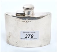 Lot 379 - 1930s silver hip flask of shaped rectangular...