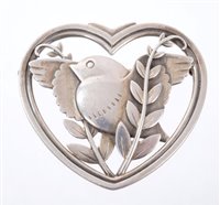Lot 596 - Georg Jensen silver heart shape brooch...
