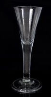 Lot 63 - Large Georgian wine glass with trumpet bowl...