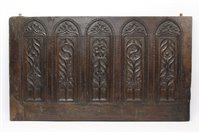 Lot 1257 - Impressive mediaeval carved oak frieze section...