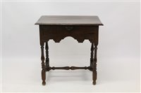 Lot 1261 - 18th century oak side table with moulded top...