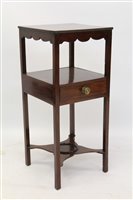 Lot 1346 - George III mahogany bedside table, two square...