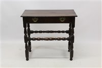 Lot 1347 - Charles II style oak side table, plank top...