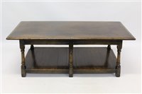 Lot 1348 - 17th century revival oak coffee table with...