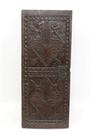 Lot 1351 - 17th century and later oak bible box, broad...