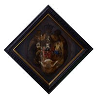 Lot 812 - Good mid-18th century oil on panel hatchment...
