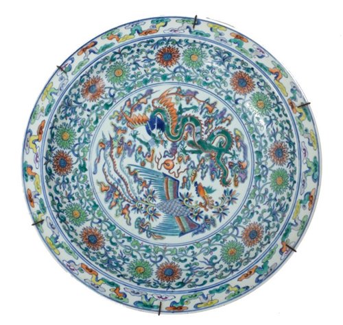 Lot 2 - Chinese Qing period Doucai charger, probably...