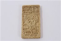 Lot 687 - 19th century Canton carved ivory card case of...
