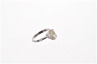 Lot 540 - Diamond single stone ring with an oval cut...