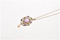 Lot 546 - Edwardian Amethyst, peridot and seed pearl...