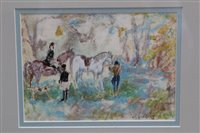 Lot 1084 - *Peggy Somerville (1918-1975) pastel - hunters...