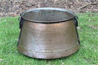 Lot 1234 - Antique copper vessel of flared cylindrical...