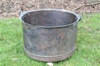 Lot 1236 - Antique copper vessel, cylindrical form with...