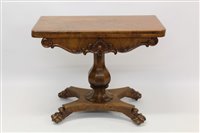Lot 1269 - Victorian walnut card table, hinged D-shaped...
