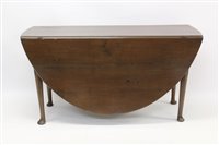 Lot 1270 - 18th Century oak drop-leaf dining table, the...