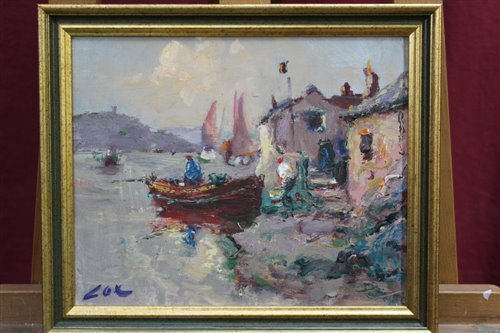 Lot 995 - Jack Cox (1914-2007) oil on board - coastal...