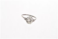 Lot 507 - Diamond single stone ring with an old...