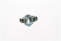 Lot 508 - Art Deco style Aquamarine and emerald ring...